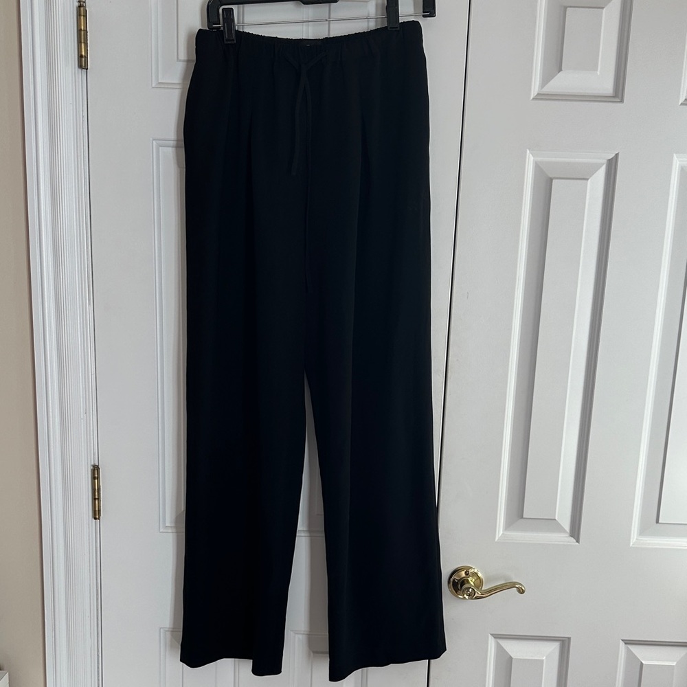 Black Wide-Leg Drawstring Pants